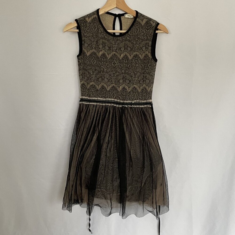 Weston‎ Wear Anthropologie boho black tan knit dress women's size XS sleeveless